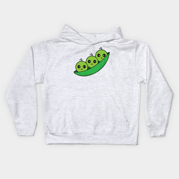 Cute Cartoon Three Peas in a Pod Kids Hoodie by PenguinCornerStore